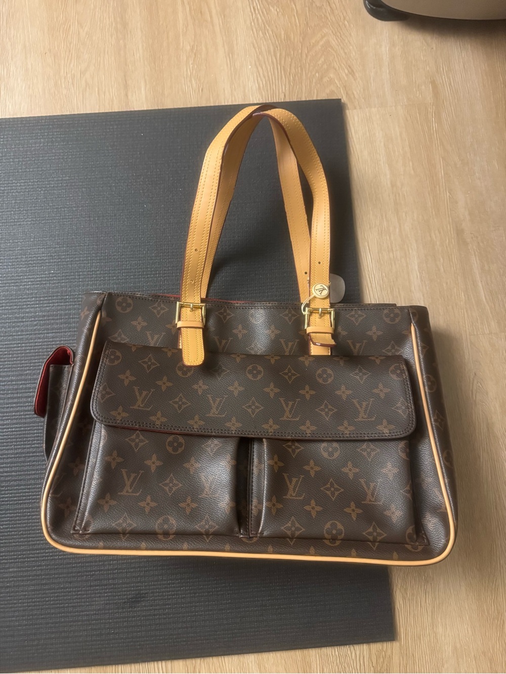 Classic Monogram Shoulder Bag with Tan Handles